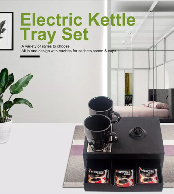 TRAY-M 0.8L cordless kettle electric drawer tray set hotel