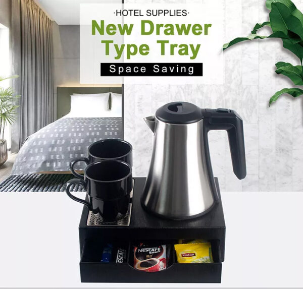 TRAY-M 0.8L cordless kettle electric drawer tray set hotel
