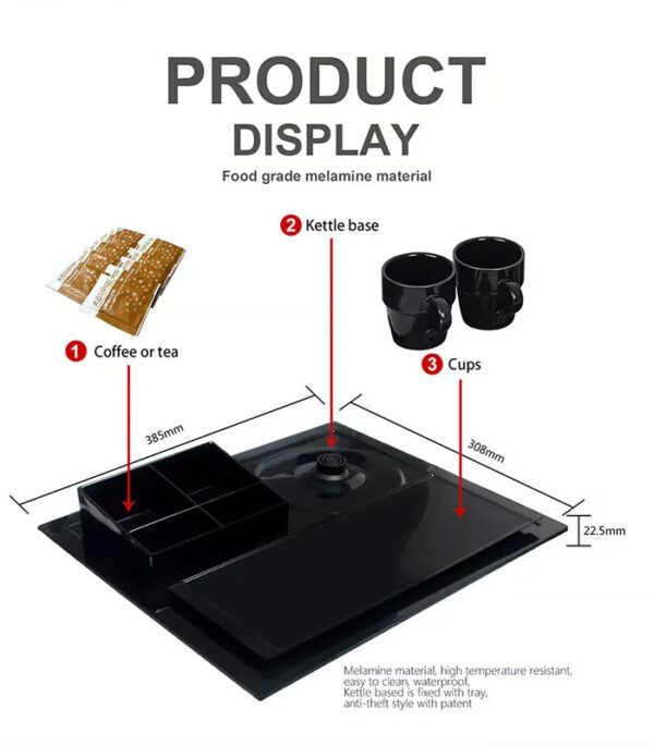 1-22062Q44543T3 TRAY-B electric kettle with tray set for hotel guest room