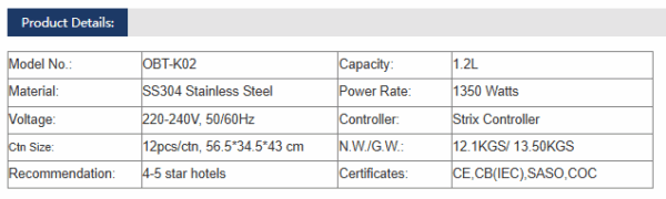 OBT-K02 Hotel electric kettle